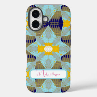 Funda iPhone 16 Mándala de hoja de oro y turquesa de lujo