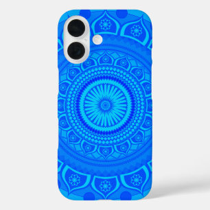 Funda iPhone 16 mandala indio Azul