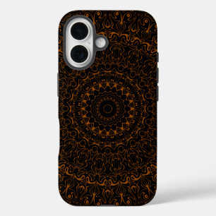 Funda iPhone 16 Mandala marrón rústica con encanto occidental