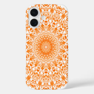 Funda iPhone 16 Mandalá Tribal Naranja