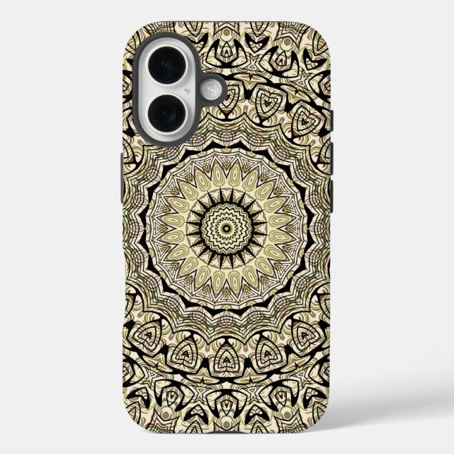 Funda iPhone 16 Mandalas de tonos terrosos Patrones geométricos in (Reverso )