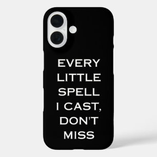 Funda iPhone 16 Manifestación Magia Cita Negra, Diseño Minimalista