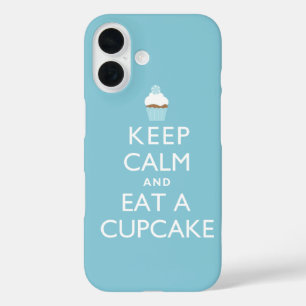 Funda iPhone 16 Mantén la calma y come un pastel {azul}