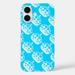 Funda iPhone 16 Mantén la calma y sigue con la corona blanca sobre