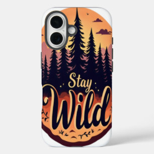 Funda iPhone 16 Manténgase alerta: Ilustracion de los bosques al a