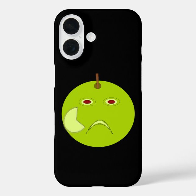 Funda iPhone 16 Manzana malvada con cicatriz de Halloween (Reverso )