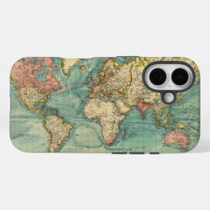 Funda iPhone 16 Mapa del mundo de la cosecha de vintage