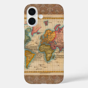 Funda iPhone 16 Mapa Mundial 1780 Planisferio Antiguo de Bonne 