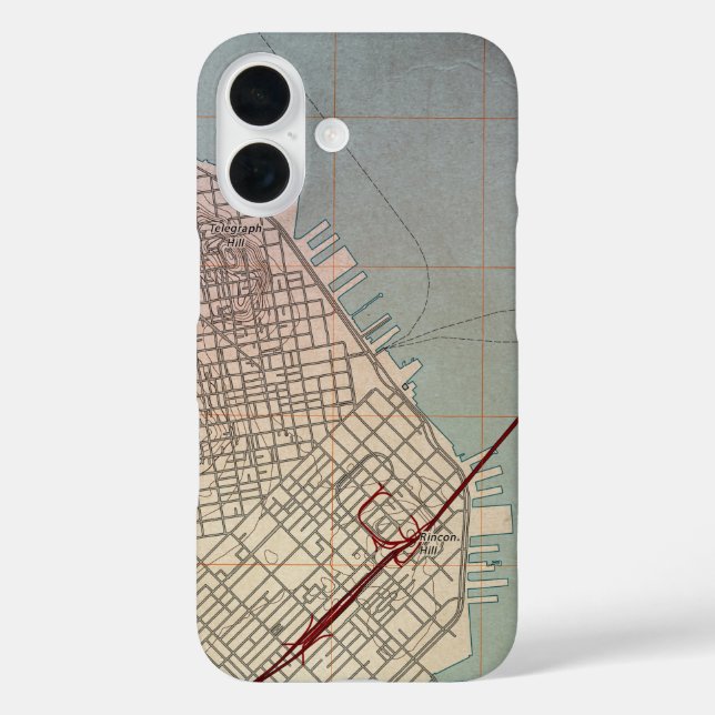 Funda iPhone 16 Mapa Topográfico del Este de San Francisco (Reverso )