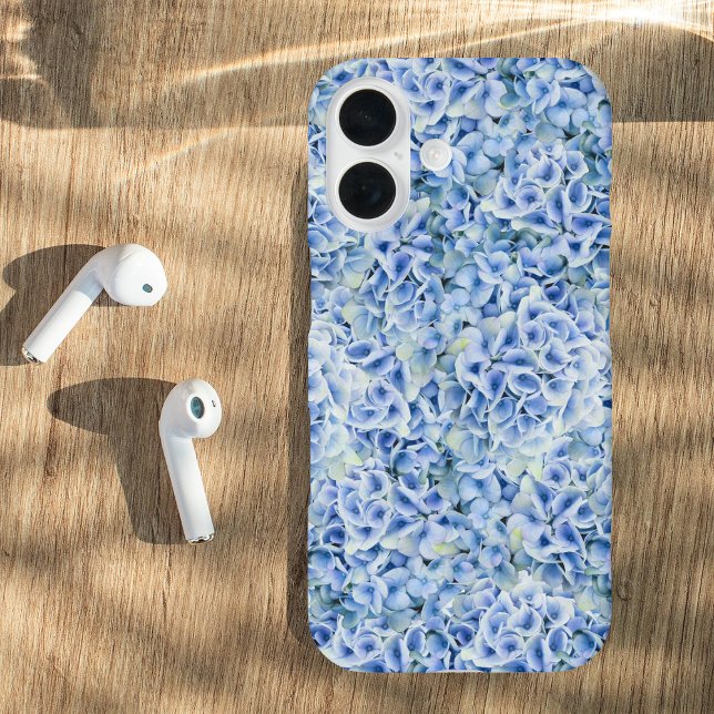 Funda iPhone 16 Maravillosas hortensias azules - patrón floral (Subido por el creador)
