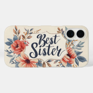 Funda iPhone 16 Marco de flor de la mejor hermana