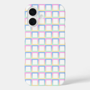 Funda iPhone 16 Marcos de patrones de gradiente simétricos blancos