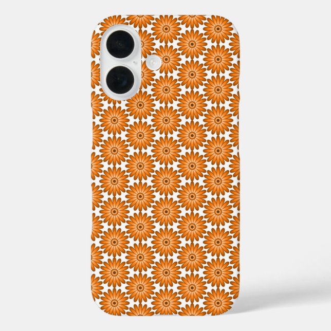 Funda iPhone 16 Margaritas naranjas al estilo de los 70 (Reverso )