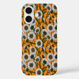 Funda iPhone 16 Margaritas sobre naranja