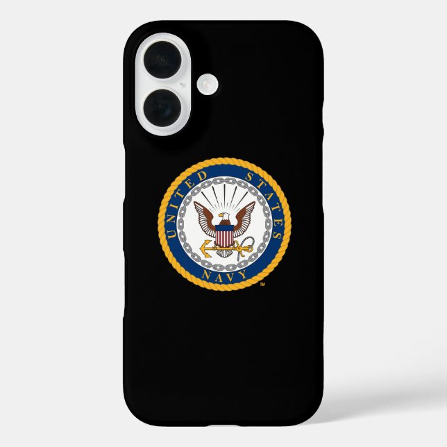 Funda iPhone 16 Marina de Estados Unidos | Emblema naval (Reverso )