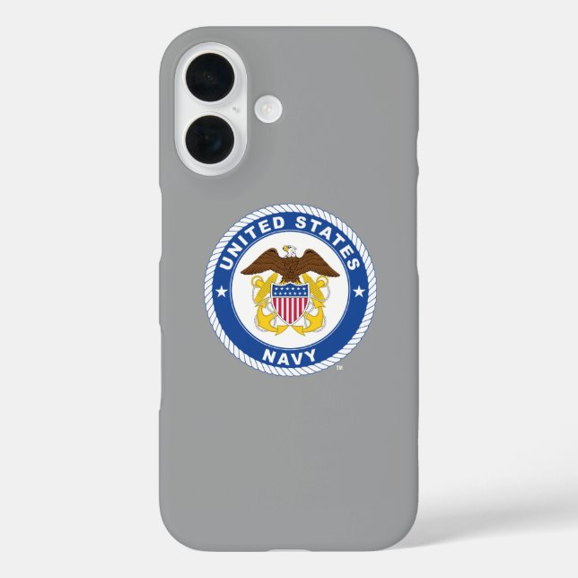 Funda iPhone 16 Marina de Estados Unidos | Oficial Escudo (Reverso )