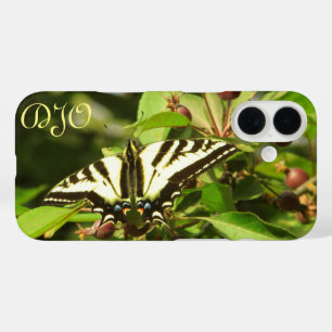 Funda iPhone 16 Mariposa amarilla y negra en manzano silvestre