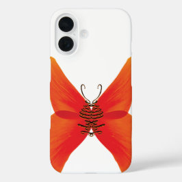 Funda iPhone 16 Mariposa de amapola roja naranja con su nombre
