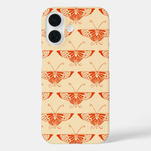 Funda iPhone 16 Mariposa Deco estilizada - naranja mandarina