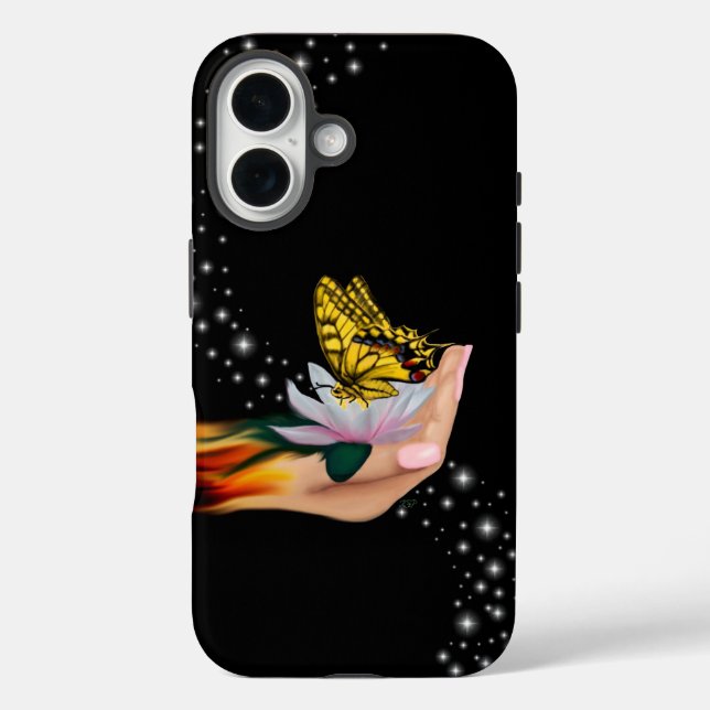 Funda iPhone 16 Mariposa en Lotus Bloom (Reverso )