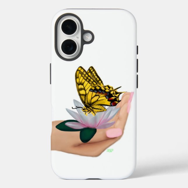 Funda iPhone 16 Mariposa en Lotus Bloom (Reverso )