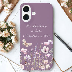 Funda iPhone 16 Mariposa Floral Púrpura
