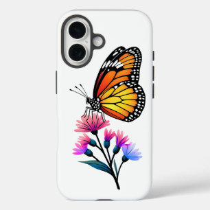 Funda iPhone 16 Mariposa monarca en flores silvestres