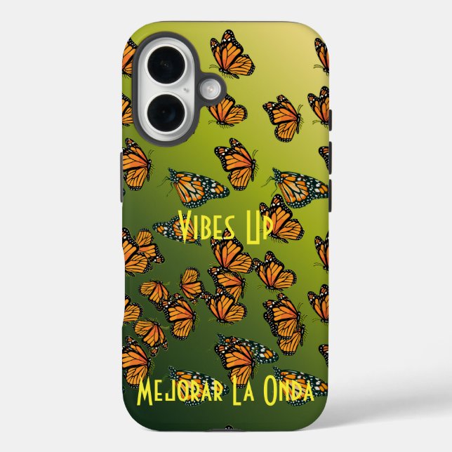 Funda iPhone 16 Mariposa Monarca, Mariposas Monarca - VIBES UP (Reverso )