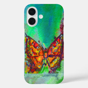 FUNDA iPhone 16 MARIPOSA ROJA EN VERDE