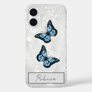 Funda iPhone 16 Mariposas azules brillantes