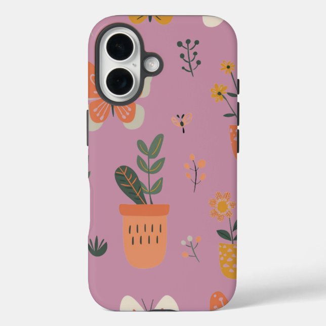 Funda iPhone 16 Mariposas cortas y olla (Reverso )