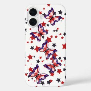 Funda iPhone 16 Mariposas de Bandera Patriótica