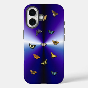 Funda iPhone 16 Mariposas en arco iris violeta