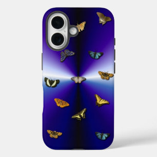 Funda iPhone 16 Mariposas en arco iris violeta