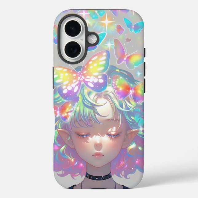 Funda iPhone 16 Mariposas Holográficas — Kawaii Elf Daydream (Reverso )