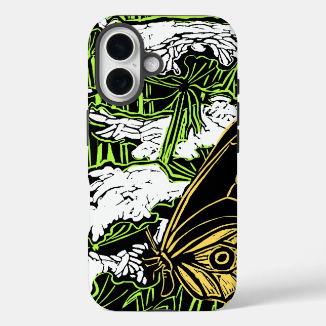 Funda iPhone 16 Mariposas y encaje de la Reina Ana (Reverso )