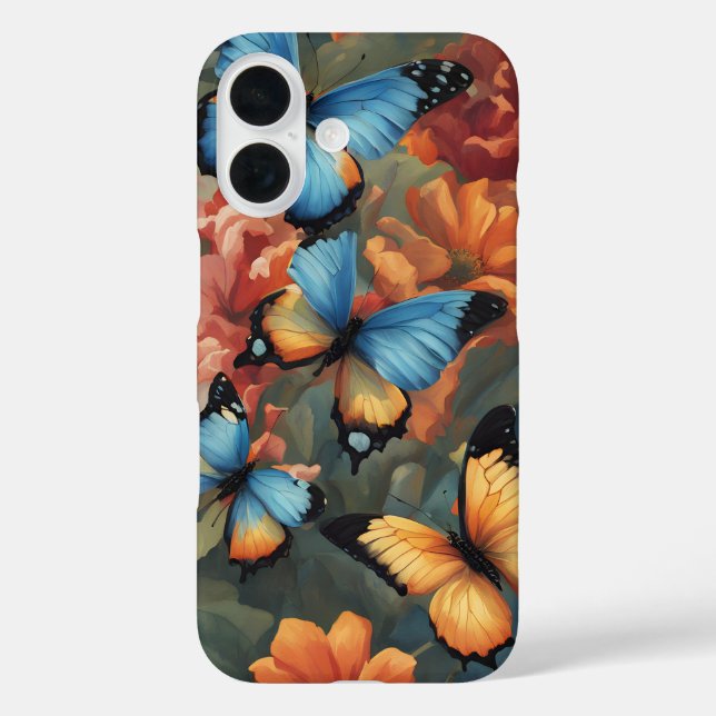 Funda iPhone 16 Mariposas y flores (Reverso )