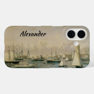 Funda iPhone 16 Marítimo de época, escuadrón de yates en el puerto