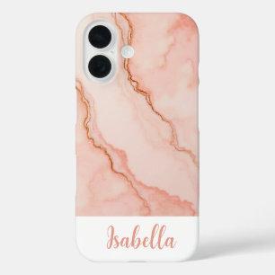 Funda iPhone 16 Mármol abstracto rosa personalizado y elegante