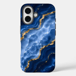 Funda iPhone 16 Mármol Ágata Zafiro de Lujo