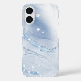 Funda iPhone 16 Mármol azul polvoriento de piedra moderna