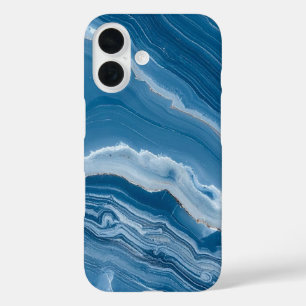 Funda iPhone 16 Mármol azul polvoriento de piedra moderna