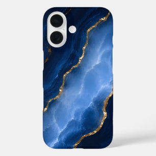 Funda iPhone 16 Mármol Azul Zafiro de Lujo