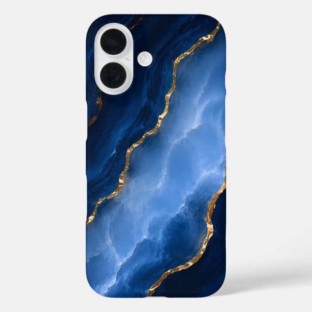 Funda iPhone 16 Mármol Azul Zafiro de Lujo (Reverso )