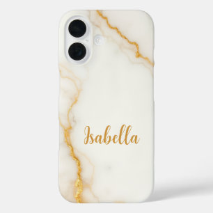 Funda iPhone 16 Mármol Brillante Dorado Elegante