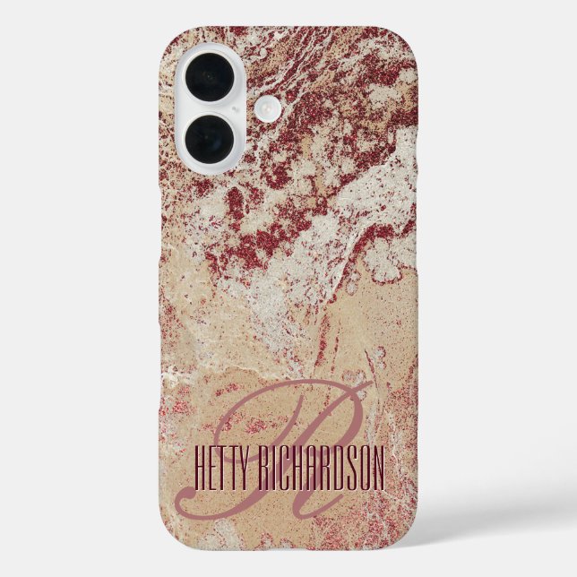 Funda iPhone 16 Mármol de oro Rosa (Reverso )
