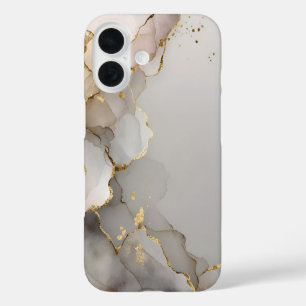 Funda iPhone 16 Mármol Neutro y Dorado