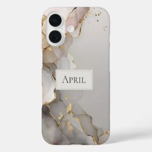 Funda iPhone 16 Mármol Neutro y Dorado