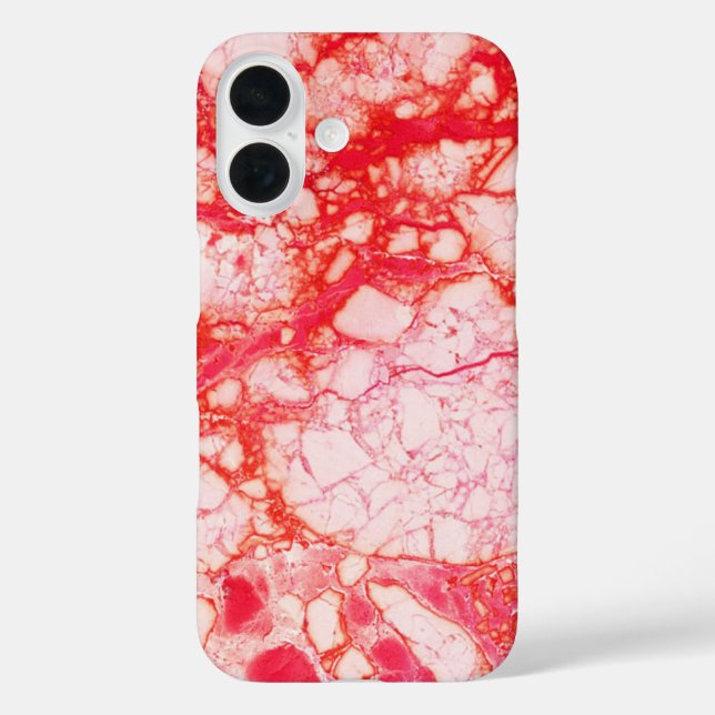 Funda iPhone 16 Mármol rojo claro (Reverso )