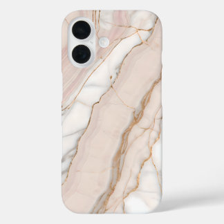 Funda iPhone 16 Mármol Rosa Beige Dorado Elegante